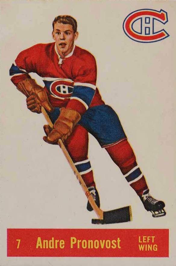 1957 Parkhurst Andre Pronovost #7p Hockey Card