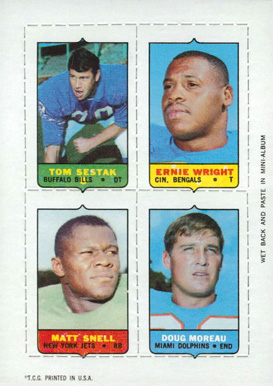 1969 Topps Four in One Sestak/Wright/Moreau/Snell # Football Card