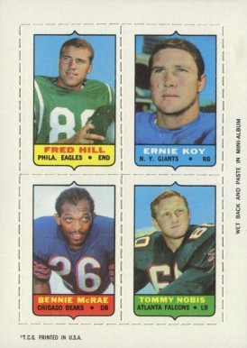 1969 Topps Four in One Hill/Koy/McRae/Nobis # Football Card