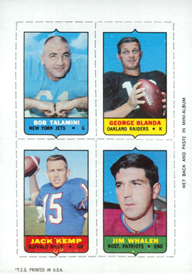 1969 Topps Four in One Talamini/Blanda/Kemp/Whalen # Football Card