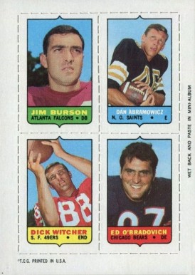1969 Topps Four in One Burson/Abramowicz/O'Bradovich/Witcher # Football Card