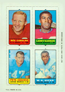 1969 Topps Four in One Carolan/Garron/Hicks/Jacques # Football Card