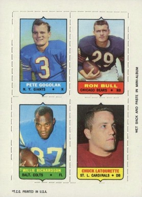 1969 Topps Four in One Gogolak/Bull/Lafourette/RIchardson # Football Card