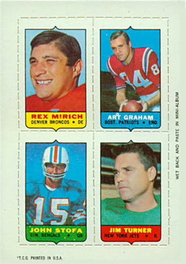 1969 Topps Four in One Mirich/Graham/Turner/Stofa # Football Card