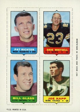 1969 Topps Four in One Richter/Whitsell/Kapp/Glass # Football Card