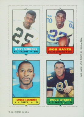 1969 Topps Four in One Simmons/Hayes/Atkins/Lockhart # Football Card