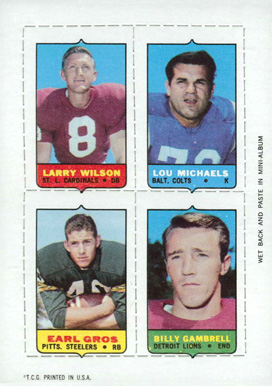 1969 Topps Four in One Wilson/Michaels/Gambrell/Gros # Football Card