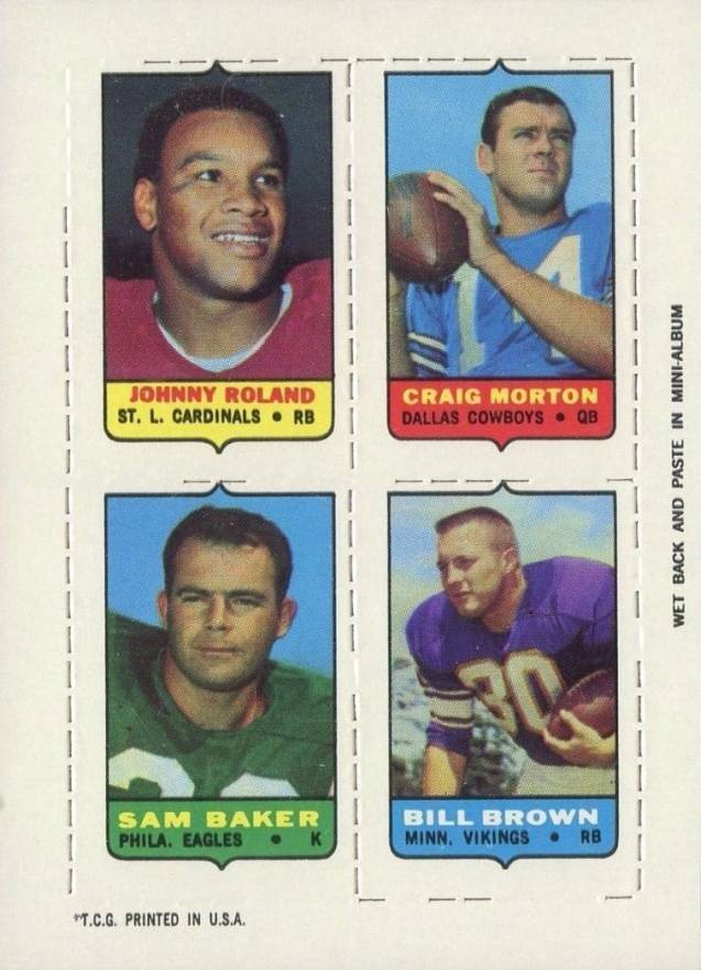 1969 Topps Four in One Roland/Morton/Baker/Brown # Football Card