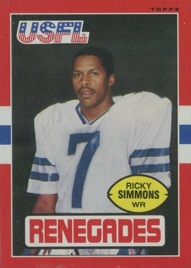1985 Topps USFL Ricky Simmons #103 Football Card