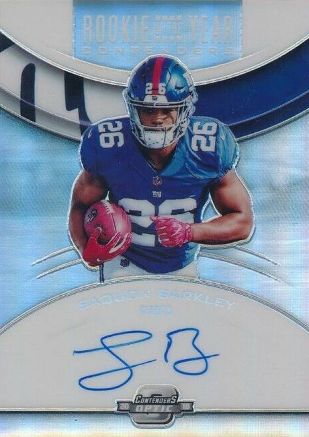 2018 Panini Contenders Optic Rookie of the Year Contenders Autographs Saquon Barkley #RYASB Football Card