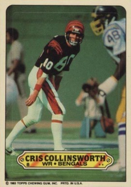 1983 Topps Stickers Insert Cris Collinsworth #8 Football Card