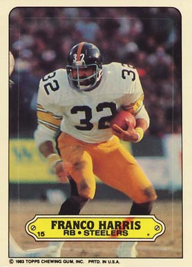 1983 Topps Stickers Insert Franco Harris #15 Football Card