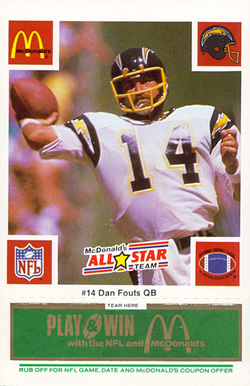 1986 McDonald's All-Stars Dan Fouts #14 Football Card