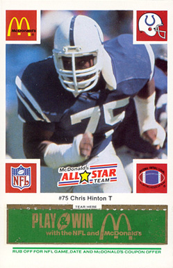 1986 McDonald's All-Stars Chris Hinton #75 Football Card
