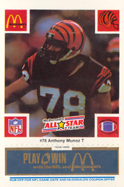 1986 McDonald's All-Stars Anthony Munoz #78 Football Card