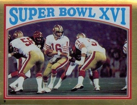 1982 Topps Sticker Super Bowl XVI-Joe Montana #9 Football Card