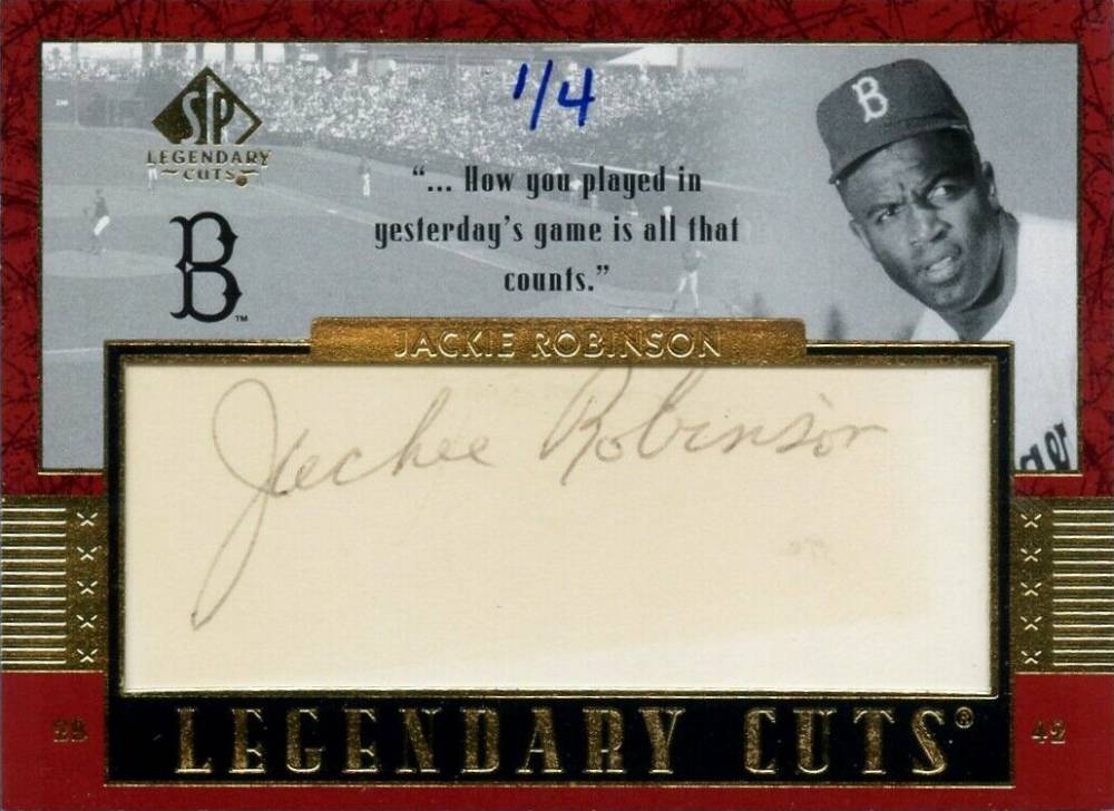 2003 SP Legendary Cuts Cut Signature Jackie Robinson #JR Baseball Card