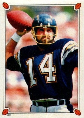 1987 Topps Stickers Dan Fouts #200 Football Card