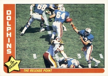 1985 Fleer Team Action Dolphins-The release point #45 Football Card