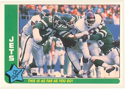 1985 Fleer Team Action Jets-Following his blockers #58 Football Card