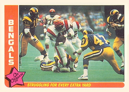 1985 Fleer Team Action Bengals-Struggling for every extra yard #10 Football Card