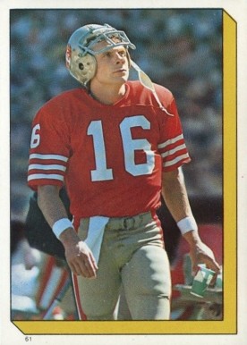 1986 Topps Stickers Joe Montana #61 Football Card