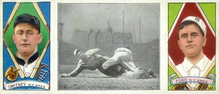 1912 Hassan Triple Folders Sweeney gets Stahl # Baseball Card