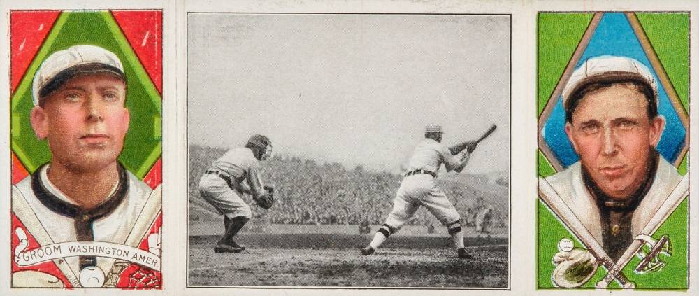 1912 Hassan Triple Folders Hartsel Strikes Out # Baseball Card