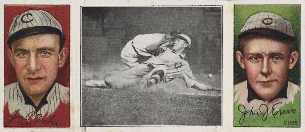 1912 Hassan Triple Folders Evers Makes a Safe Slide #60 Baseball Card