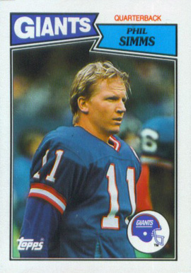 1987 Topps American/UK Phil Simms #1 Football Card