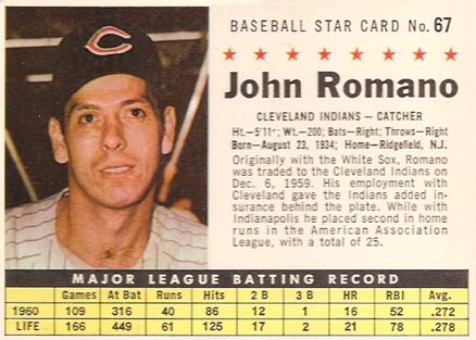 1961 Post Cereal Johnny Romano #67 Baseball Card