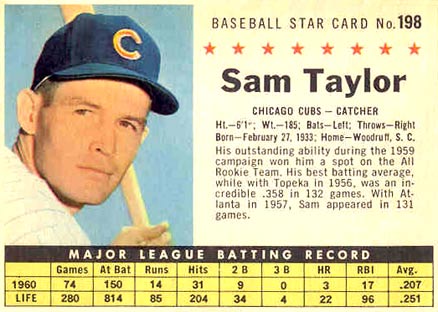 1961 Post Cereal Sam Taylor #198 Baseball Card