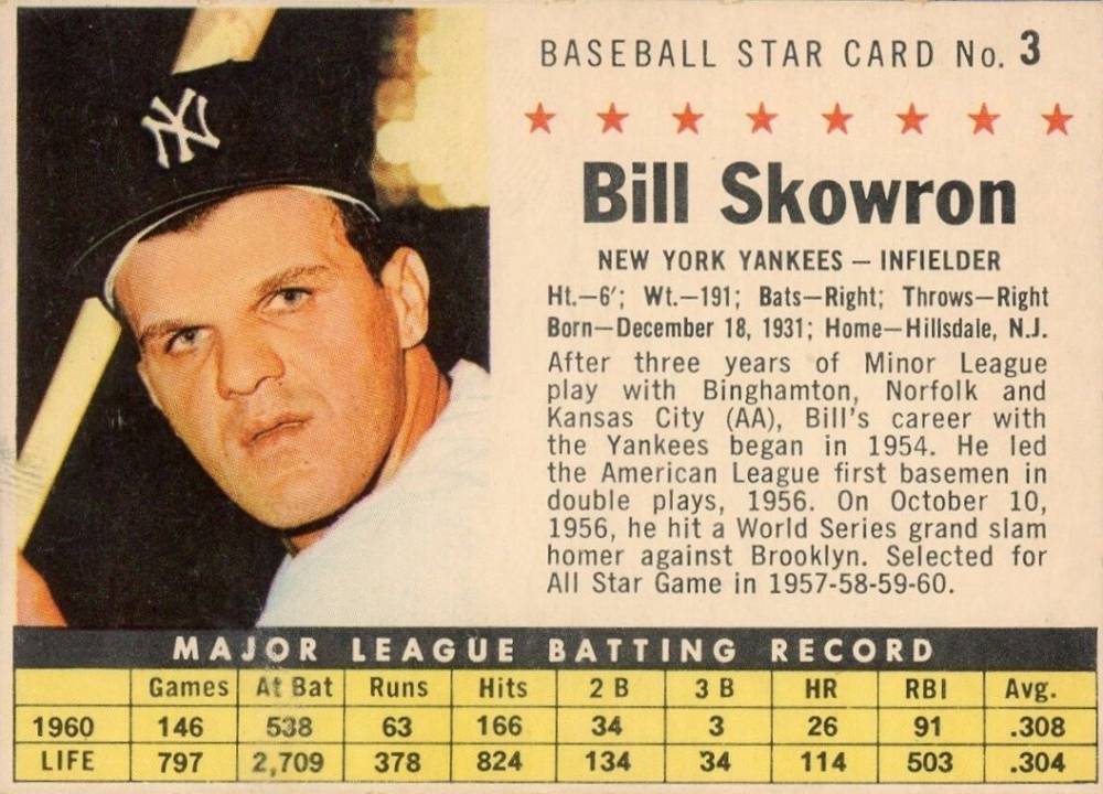 1961 Post Cereal Bill Skowron #3 Baseball Card