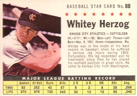 Fun Cards: “Baseball Immortals” Whitey Herzog – The Writer's Journey