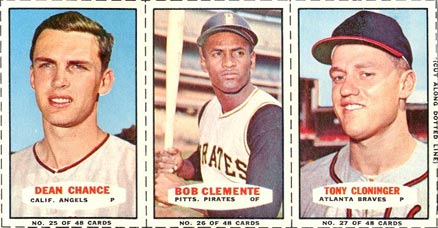 1966 Bazooka Panel Chance/Clemente/Cloninger # Baseball Card