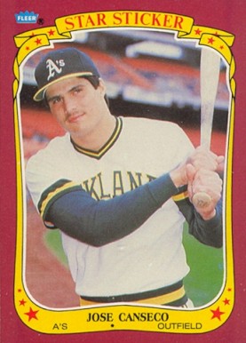 1986 Fleer Star Stickers Jose Canseco #19 Baseball Card