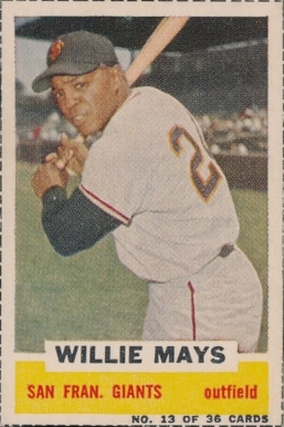 1960 Bazooka Singles Willie Mays #13 Baseball Card