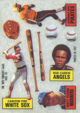 1984 Topps Rub Downs Carew/Fisk/Ray/Young # Baseball Card