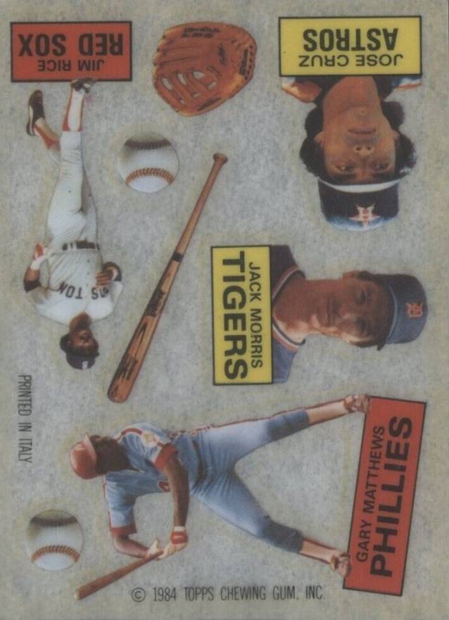 1984 Topps Rub Downs Cruz/Matthews/Morris/Rice # Baseball Card