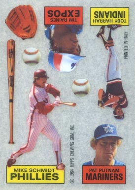 1984 Topps Rub Downs Harrah/Putnam/Raines/Schmidt # Baseball Card
