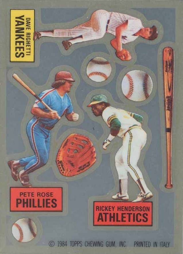 1984 Topps Rub Downs Henderson/Rose/Righetti # Baseball Card