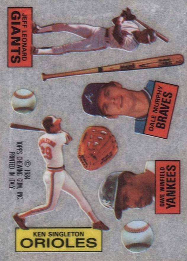 1984 Topps Rub Downs D.Murphy/D.Winfield/J.Leonard/K.Singleton # Baseball Card