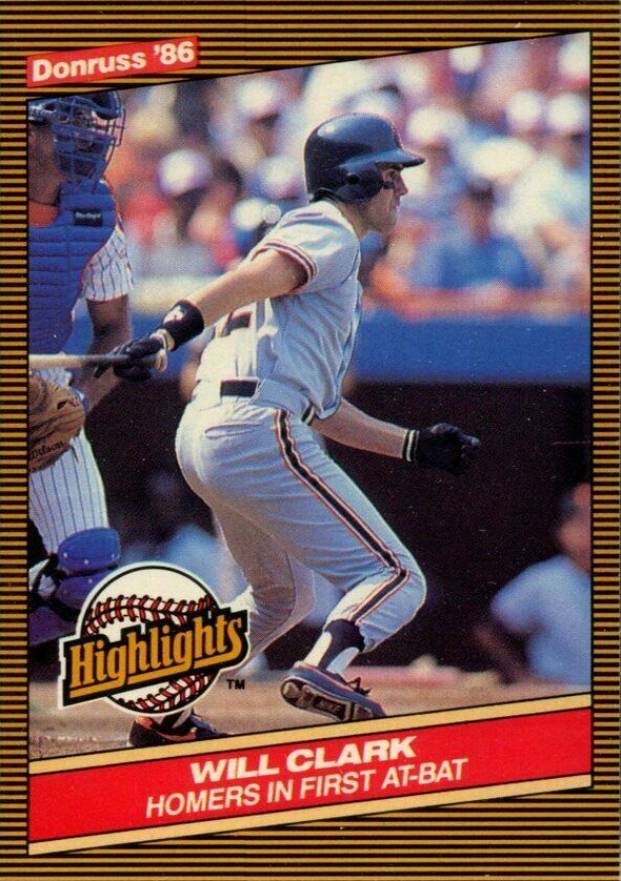 1986 Donruss Highlights Will Clark #1 Baseball Card