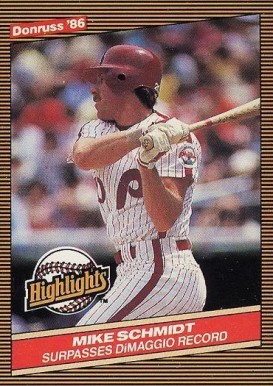 1986 Donruss Highlights Mike Schmidt #36 Baseball Card