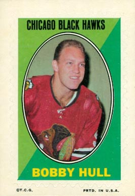 1970 Topps/OPC Sticker Stamps Bobby Hull #14 Hockey Card