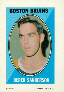 1970 Topps/OPC Sticker Stamps Derek Sanderson #27 Hockey Card