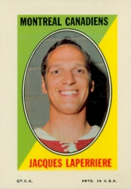 1970 Topps/OPC Sticker Stamps Jacques Laperriere #19 Hockey Card