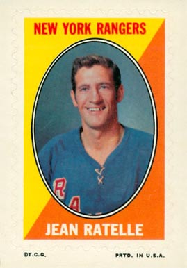 1970 Topps/OPC Sticker Stamps Jean Ratelle # Hockey Card