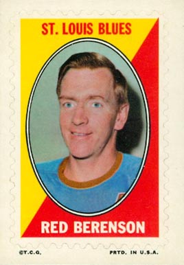 1970 Topps/OPC Sticker Stamps Red Berenson #2 Hockey Card