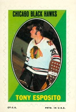 1970 Topps/OPC Sticker Stamps Tony Esposito #7 Hockey Card